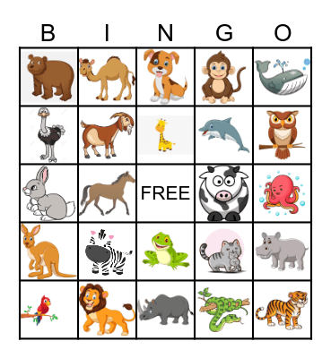 Animal Bingo Card