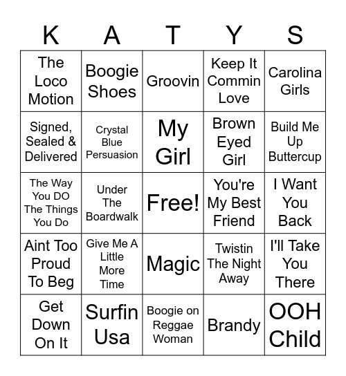 Carolina Shaggin Bingo Card