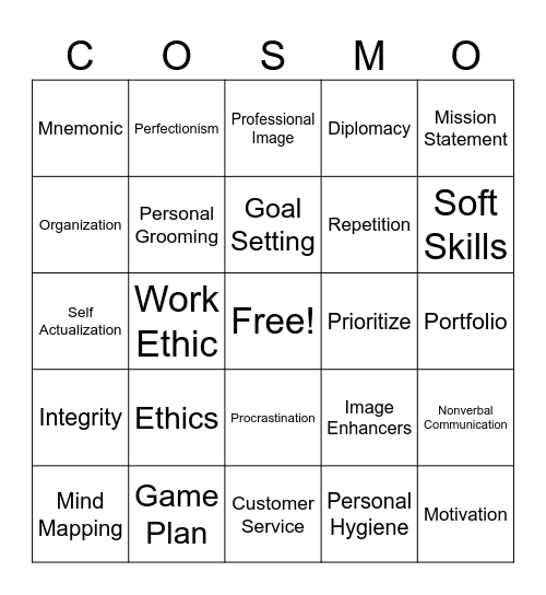 Chapter 1F and 2F Bingo Card