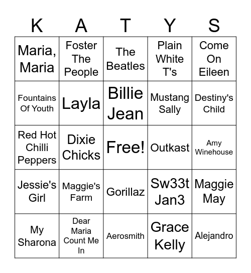 Name That Title Bingo Card