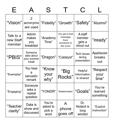 East IID Bingo Card
