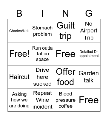 Nana Bingo Card
