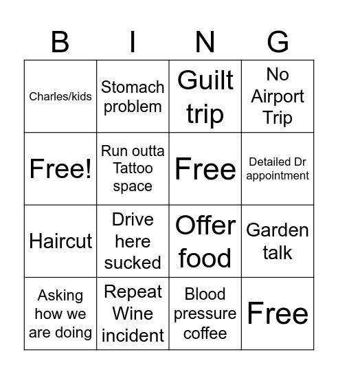 Nana Bingo Card