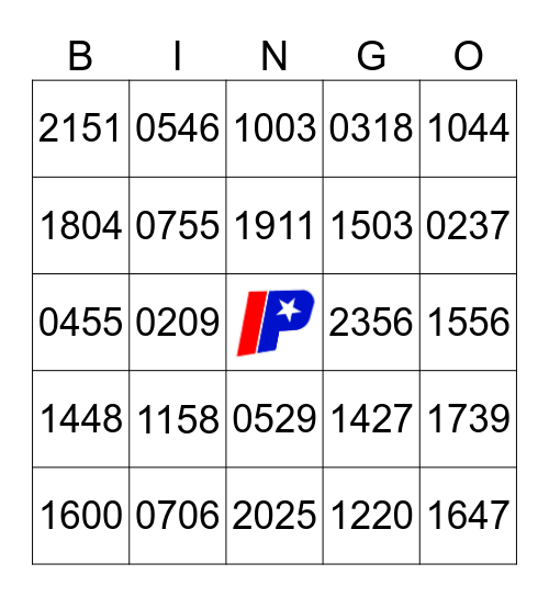 What Time Is It? Bingo Card