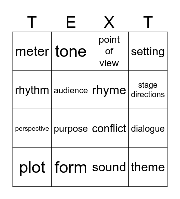 Literary 2 Bingo Card