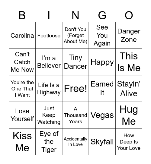 Movie Soundtracks Bingo Card