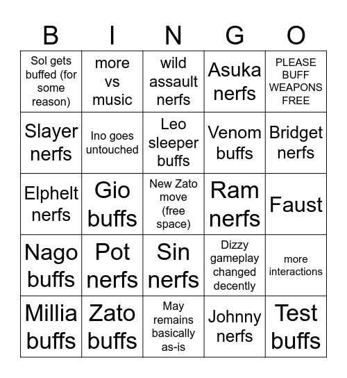 strive patch bingo Card
