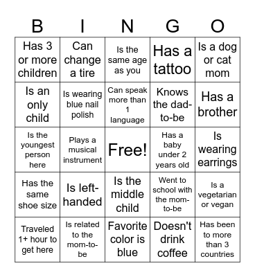 Find The Guest Bingo Card