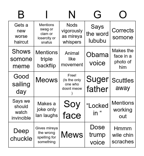 Gabw bingo Card