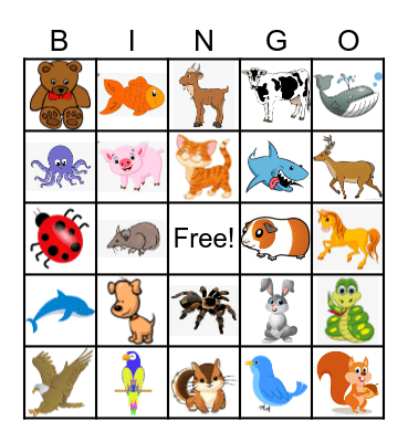 ANIMAL Bingo Card