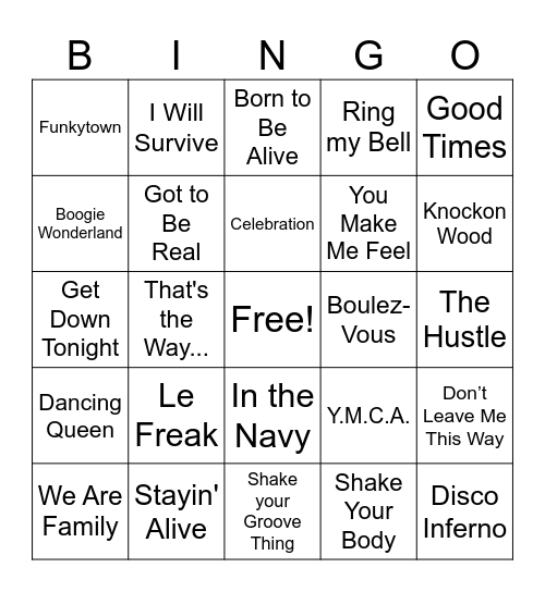 DISCO BINGO Card
