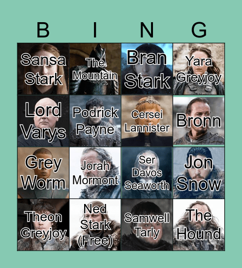 Personajes Game of Thrones Bingo Card