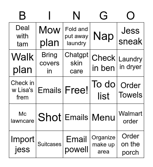 Hommeee Bingo Card