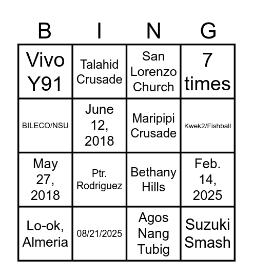 Lloyd & Leothel (love story bingo) Bingo Card