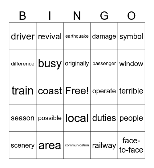 Lesson 3_英コⅠ Bingo Card