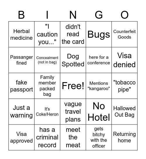 Border Bingo! Bingo Card