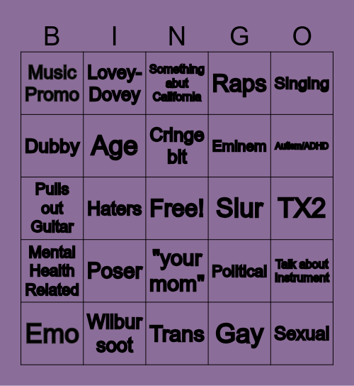 Kyle Laundry Bingo Card