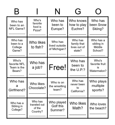 Get to know your - DUX Bingo Card