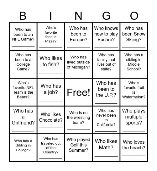 Get to know your - DUX Bingo Card