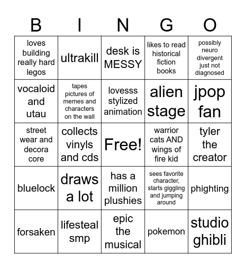 goobs bingo Card