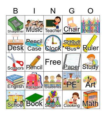 Back to School Bingo Card