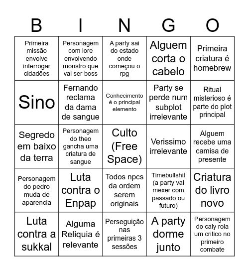 Ordem Fernando bingo Card