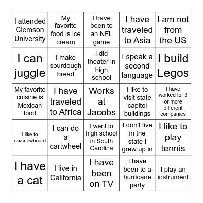 Process Department Bingo Card