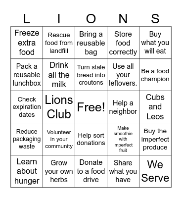 Minimize Waste, Maximize Impact Bingo Card