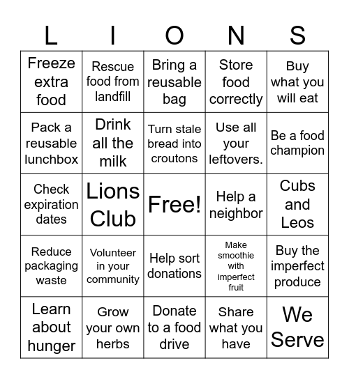 Minimize Waste, Maximize Impact Bingo Card