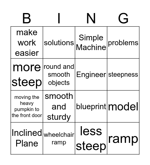 INCLINED PLANE Bingo Card