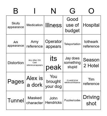 rosswood bingo Card
