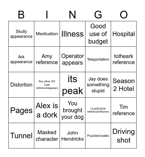 rosswood bingo Card
