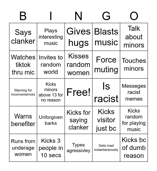 UnForgivenSain Bingo Card