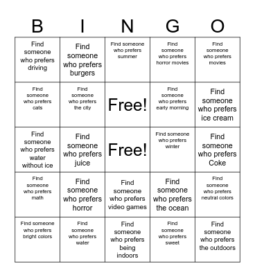 7th Grade Bingo Card