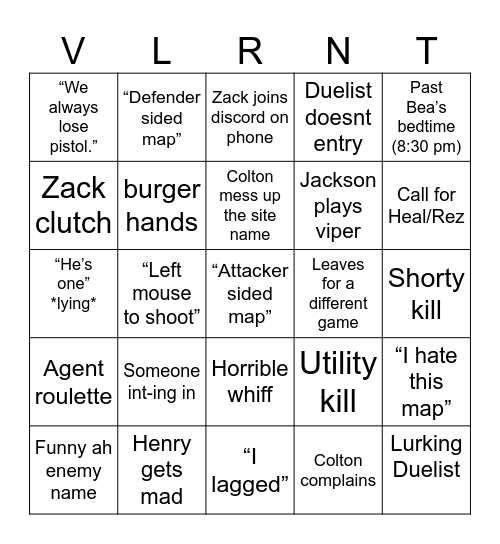 Val Bingo Card