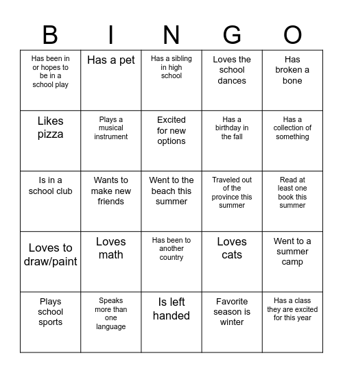 Find-a-Friend BINGO Card
