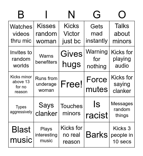 UnForgivenSain Bingo Card