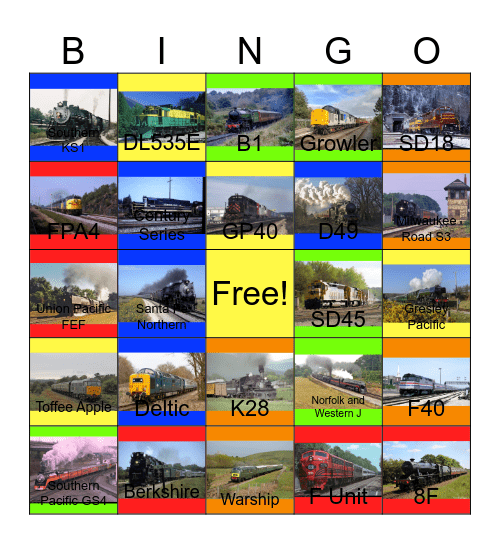 Railways That I would like to get food after I'm done at Hy-Vee someday Bingo Card