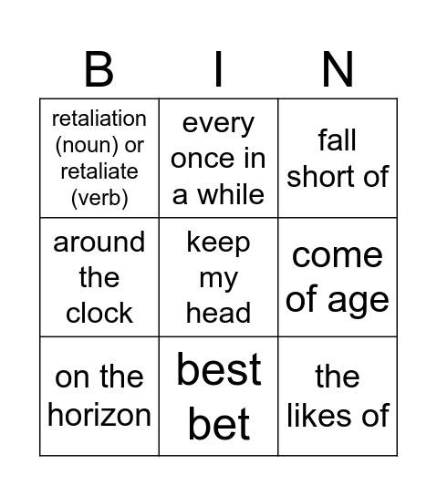 Untitled Bingo Card