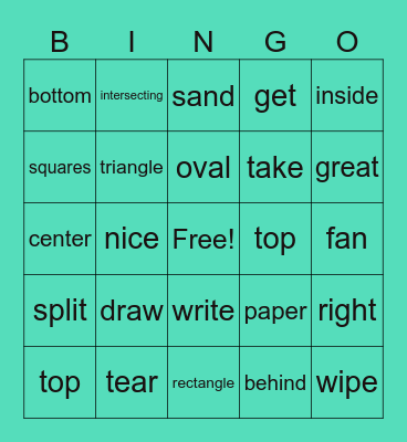 Vocabulary Bingo Card