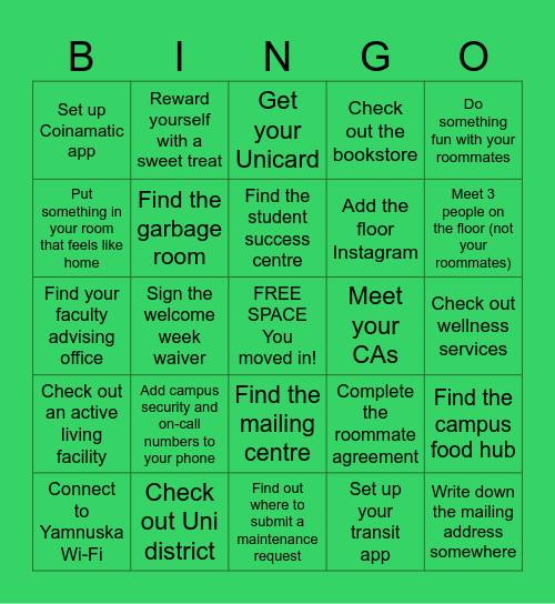 Residence Bingo! Bingo Card