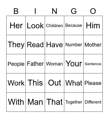 Flerfrekvent Bingo på Engelsk Bingo Card