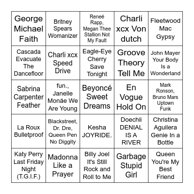 ★ Music Bingo w Bonnie Anne ★ Bingo Card