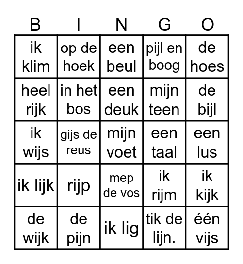 mol en beer spelen verstoppertje 'na ijs' Bingo Card