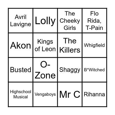 Highschool Disco Bingo Card