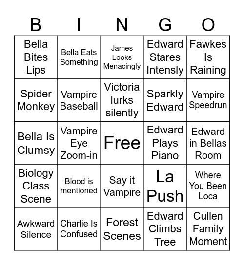 Twilight Bingo Card
