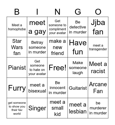 VR CHAT BINGO Card