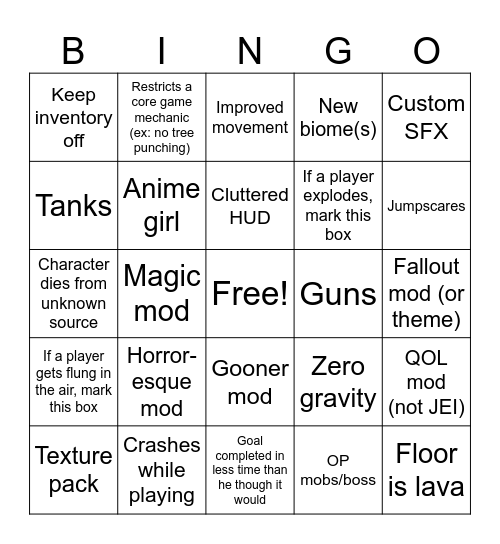 Lucas smells Bingo Card