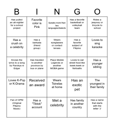 Find someone who... Bingo Card