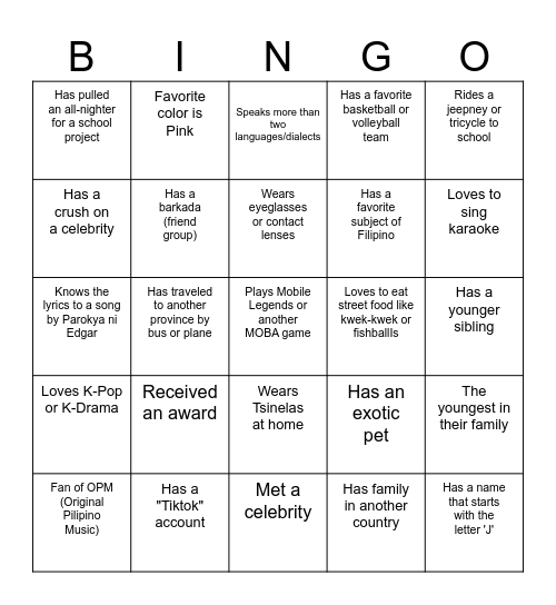 Find someone who... Bingo Card